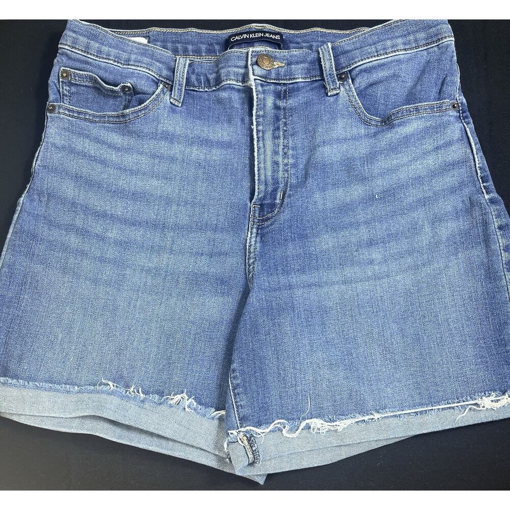 Calvin Klein Jeans High Rise Shorts Womens Cuff Hem Repreve Recycled Denim Sz 10